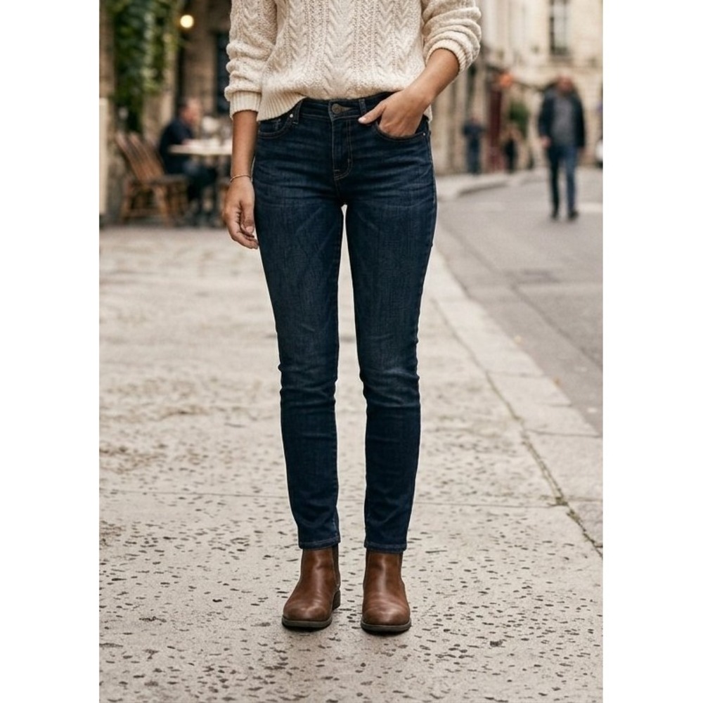 Pilcro and the Letterpress Dark Wash Mid-Rise Slim Skinny Jeans - Women Size 30